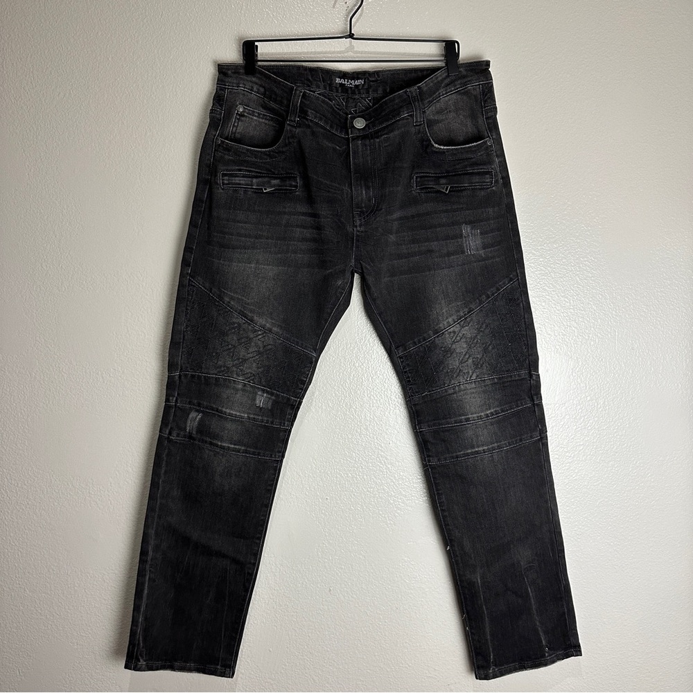 Balmain Distressed Biker Jeans Pants Size 38 vintage
